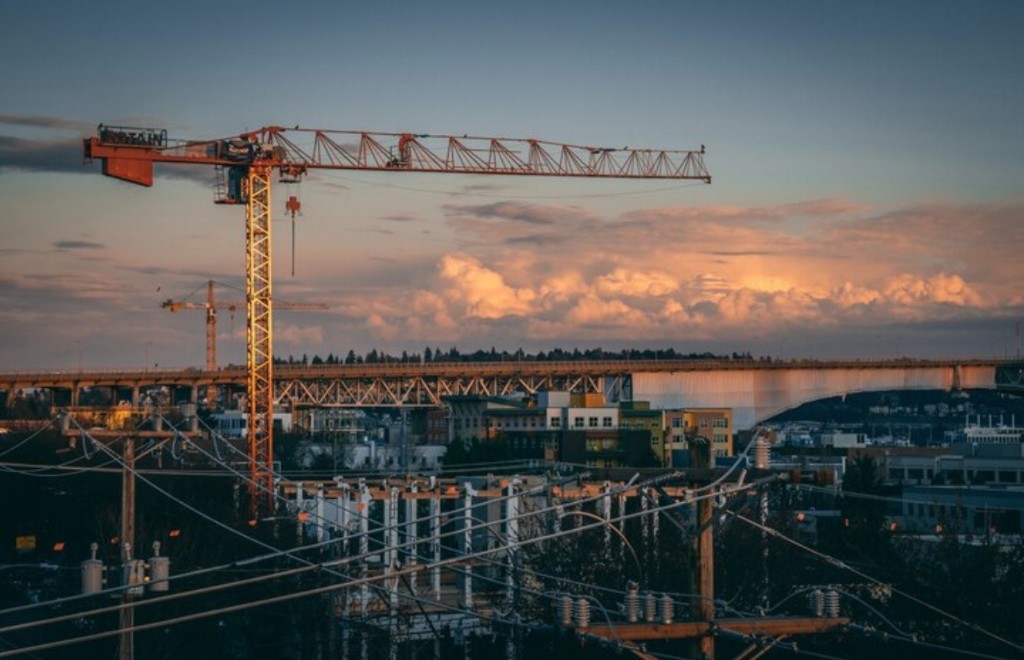High-design destination development at sunset